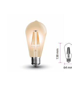 Lampada Filo Led a Filamento E27 ST64 6W Bianco Caldo 2200K Cover Amber Vintage SKU-214362