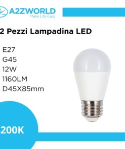 2 PZ Lampada A Led, Lampadina E27 G45 12W 1160LM Bianco Neutro 4200K D45X85mm