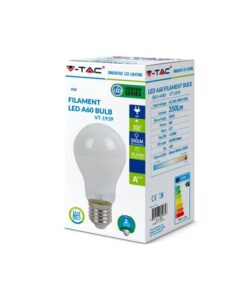 Lampada Led Con Filamento E27 A60 4W Caldo 2700K In Vetro Bianco 360 Gradi SKU-4489