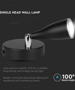 Applique Lampada Led Da Parete Colore Nero 3000K Con Testa Orientabile IP20 4,5W SKU-218263