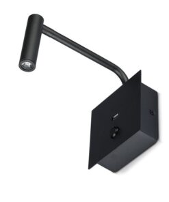 Applique Lampada Led Da Parete Hotel Per Lettura 3W 3000K Con Interruttore e Caricatore USB 5V 2A Colore Nero SKU-211487
