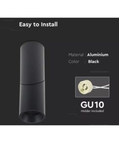 Portafaretto LED Forma Cilindrica Montaggio a Plafone Orientabile GU10 Corpo Nero SKU-8947
