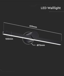 Lampada LED da Specchio Bagno 10W 1530LM Colore Nero 3000K 610X100X75mm IP65 SKU-405831