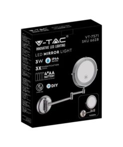 Alternative view of Specchio LED Rotondo 3W Double Face Rotabile a 360° con Braccio Estendibile Ingranditore 3X D170mm 6400K IP44 SKU-6628