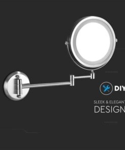 Specchio LED Rotondo 3W Double Face Rotabile a 360° con Braccio Estendibile Ingranditore 3X D170mm 6400K IP44 SKU-6628