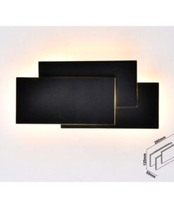 Applique Lampada LED da Muro 12W 3000K Carcassa Nera Rettangolare con Forme Sovrapposte IP20 SKU-218204