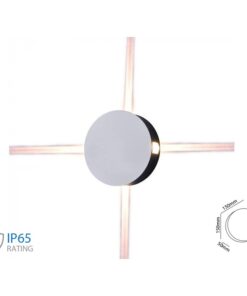 Applique Lampada LED da Muro Rotondo 4X1W 3000K Carcassa Bianca IP65 Illuminazione 4 Lati SKU-8213