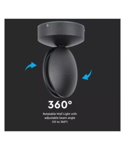 Applique Lampada LED da Muro o Soffitto 7W 3000K Carcassa Nera Fascio Stretto 360 Gradi IP65 SKU-8219