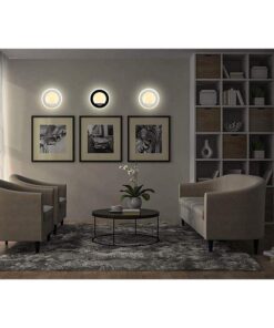 Alternative view of Applique Lampada LED da Muro Circolare 9W 3000K Carcassa Nera IP20 Effetto Sole SKU-8227