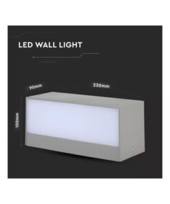 Applique Lampada LED da Muro Rettangolare 12W Doppio Fascio Luminoso Colore Grigio 4000K IP65 SKU-218243