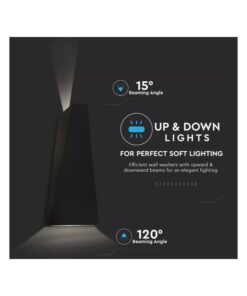 Applique Lampada LED da Muro Piramide 6W 4000K Carcassa Nera Doppio Fascio Luminoso Up-Down IP65 SKU-8298