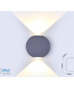 Applique Lampada LED da Muro Palla Sferica 6W 3000K Carcassa Grigia Doppio Fascio Luminoso IP65 SKU-8305