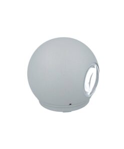 Applique Lampada LED da Muro Palla Sferica 6W 4000K Carcassa Grigia Doppio Fascio Luminoso IP65 SKU-8306