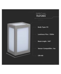 Alternative view of Applique Lampada Led Da Muro Parete a Lanterna 12W 3000K Carcassa Grigia IP65 360 Gradi SKU-8337