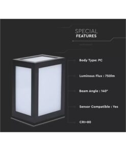 Alternative view of Applique Lampada Led Da Muro Parete a Lanterna 12W 6400K Carcassa Nera IP65 360 Gradi SKU-8342