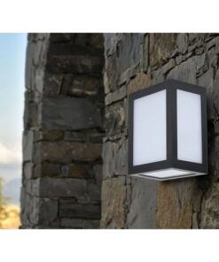 Applique Lampada Led Da Muro Parete a Lanterna 12W 6400K Carcassa Nera IP65 360 Gradi SKU-8342