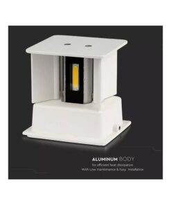 Applique Led Quadrata Da Parete 12W 3000K Carcassa Bianca IP54 Doppio Illuminazione Angolo Regolabile SKU-218527