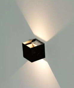 Applique Led Quadrata Da Parete 12W 3000K Carcassa Nera IP54 Doppio Illuminazione Angolo Regolabile SKU-218529