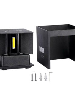 Applique Led Quadrata Da Parete 12W 3000K Carcassa Nera IP54 Doppio Illuminazione Angolo Regolabile SKU-218529