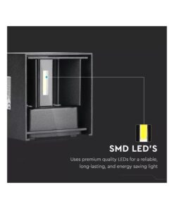 Applique Led Quadrata Da Parete 12W 4000K Carcassa Nera IP54 Doppio Illuminazione Angolo Regolabile SKU-218530