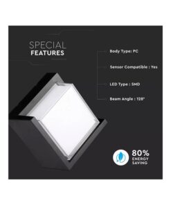 Alternative view of Applique Lampada Led Da Muro Parete Quadrato Neutro 4000K 12W Con Diffusore Semicoperto Colore Nero SKU-218540