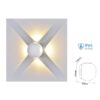 Applique Lampada LED da Muro Palla Sferica 4X1W 4000K Carcassa Bianca Illuminazione 4 Lati IP65 SKU-8552
