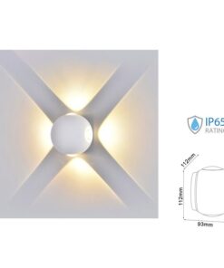 Applique Lampada LED da Muro Palla Sferica 4X1W 4000K Carcassa Bianca Illuminazione 4 Lati IP65 SKU-8552