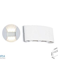 Applique Led Da Parete 6W Caldo 3000K Carcassa Bianca Doppio Illuminazione Up-Down IP54 SKU-218613
