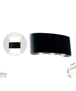 Applique Led Da Parete 6W Neutro 4000K Carcassa Nera Doppio Illuminazione Up-Down IP54 SKU-218616