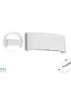 Applique Led Da Parete 8W Caldo 3000K Carcassa Bianca Doppio Illuminazione Up-Down IP54 SKU-218617