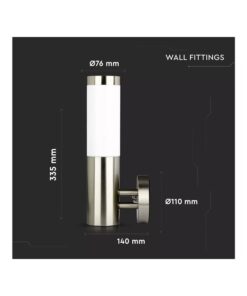 Applique Lampada da Parete Attacco E27 Acciaio Inossidabile Stile Candela IP44 Per Giardino SKU-8624