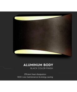 Applique Lampada Led Da Parete 10W Carcassa Nera 4000K IP54 Doppio Fascio Luminoso Up-Down Forma Mezza Luna SKU-218684