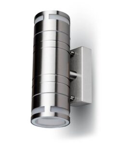 Applique Lampada Da Parete Cilindrato Attacco GU10 IP44 Carcassa Argento Doppio Illuminazione Da 2 Lati SKU-7504