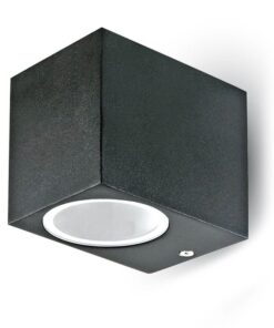 Applique Lampada Da Parete Quadrato Attacco GU10 IP44 Carcassa Nera Illuminazione Da Un Lato SKU-7510