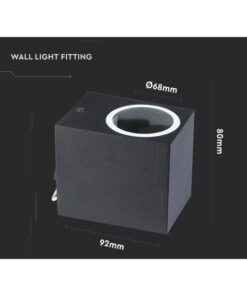 Applique Lampada Da Parete Quadrato Attacco GU10 IP44 Carcassa Nera Illuminazione Da Un Lato SKU-7510