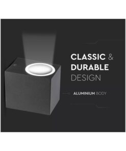 Applique Lampada Da Parete Quadrato Attacco GU10 IP44 Carcassa Nera Illuminazione Da Un Lato SKU-7510