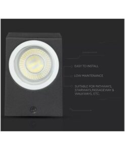 Applique Lampada Da Parete Quadrato Attacco GU10 IP44 Carcassa Nera Illuminazione Da Un Lato SKU-7510