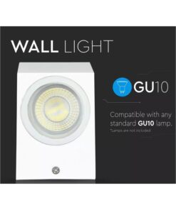 Alternative view of Applique Lampada Da Parete Quadrato Attacco GU10 IP44 Carcassa Bianca Illuminazione Da Un Lato SKU-7539