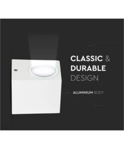 Applique Lampada Da Parete Quadrato Attacco GU10 IP44 Carcassa Bianca Illuminazione Da Un Lato SKU-7539
