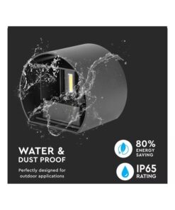 Applique Led Da Parete Bryana 6W 4000K Carcassa Nera Circolare IP65 Doppio Illuminazione Angolo Regolabile SKU-7090