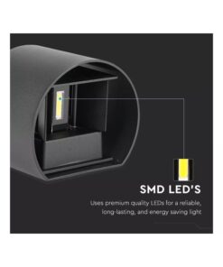 Applique Led Da Parete Bryana 6W 4000K Carcassa Nera Circolare IP65 Doppio Illuminazione Angolo Regolabile SKU-7090