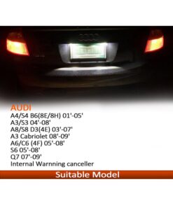 Kit Luci Targa Led Audi Q7 A4 A3 A8 A6 S6 Canbus 6000K 10W 12V IP67
