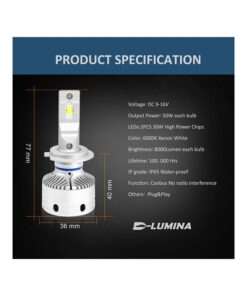 Kit Full Led H7 12V 50W 8000 Lumen Canbus All In One IP65 Dissipazione a Ventola