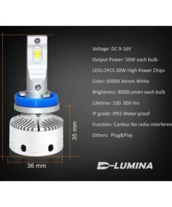 Kit Full Led H8 H11 12V 50W 8000 Lumen Canbus All In One IP65 Dissipazione a Ventola