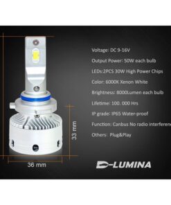 Kit Full Led HB3 9005 12V 50W 8000 Lumen Canbus All In One IP65 Dissipazione a Ventola
