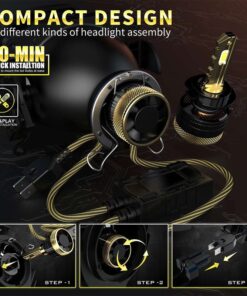Kit Full Led Golden Key H7 120W 12000 Lumen 12V 6500K IP68 4 Volte Piu Luminoso