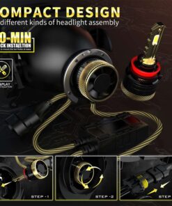 Kit Full Led Golden Key H8 H9 H11 120W 12000 Lumen 12V 6500K IP68 4 Volte Piu Luminoso