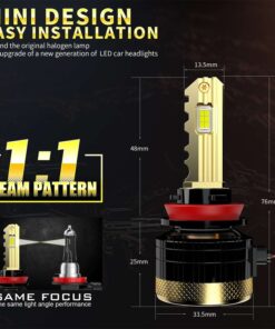 Kit Full Led Golden Key H8 H9 H11 120W 12000 Lumen 12V 6500K IP68 4 Volte Piu Luminoso
