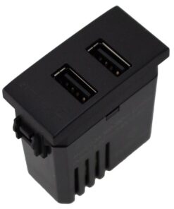 Modulo Presa Caricatore USB 5V 2,4A 2 Porte USB-A Colore Nero Compatibile Con Bticino Living e Vimar Plana