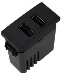Modulo Presa Caricatore USB 5V 2,4A 2 Porte USB-A Colore Nero Compatibile Con Bticino Living e Vimar Plana
